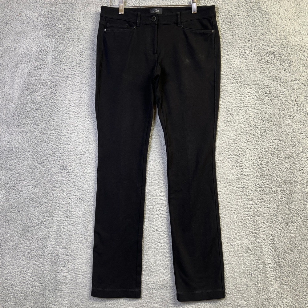 White House Black Market Pants Women 4 Black Ponte Knit Stretch The Slim Trouser